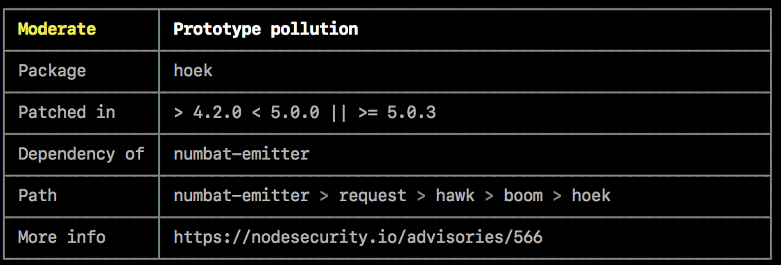 Screenshot showing command-line audit report results